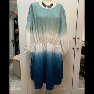 NEW! 2X Plus Size Blue Ombré Tie Dye Dress